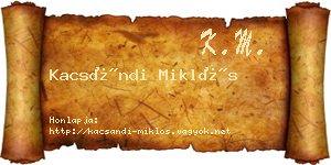 Kacsándi Miklós névjegykártya